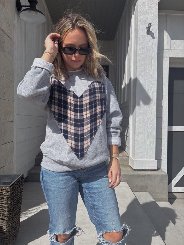 Plaid Heart Crewneck