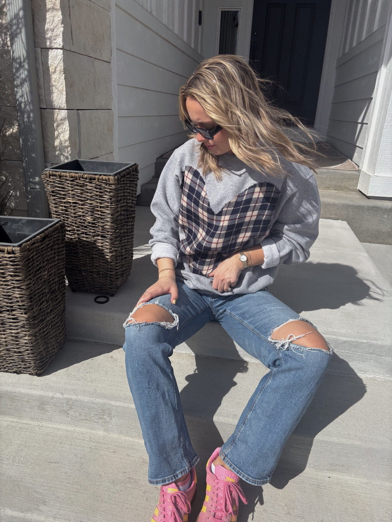 Plaid Heart Crewneck